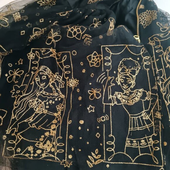 Disney Parks Princess Encanto Tulle Fancy Dress Girls Size 9 10 Black Gold - Picture 7 of 7